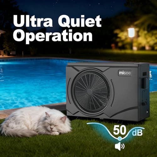 MICOE 35000 BTU Pool Heater for Above Ground Pool and Inground Pool up to 24ft (11/18/24ft) / 12000 Gallons, Inverter Electric Swimming Pool Heat Pump, Heating and Cooling Mode