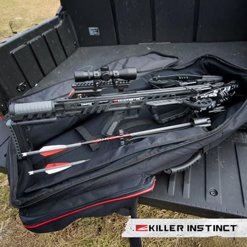 Killer Instinct TEMPR-X Crossbow Kit 405 FPS 195 LB Draw Weight - X CAM Synchronized Design with Lumix 4x32 Scope and Anti-Dry Fire Safety