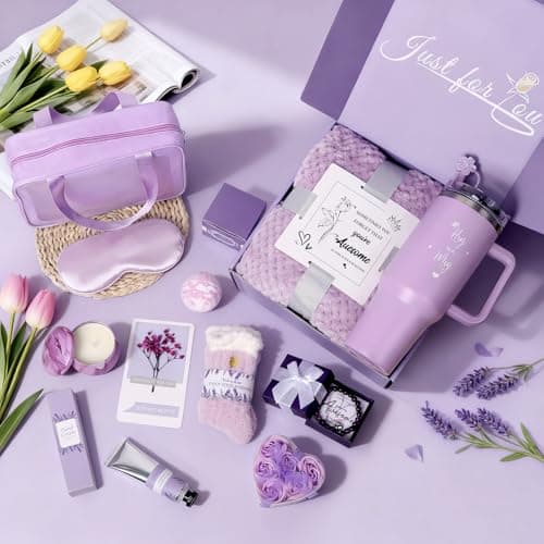 Birthday Gift for Women, Luxury Self Care Spa Gift Basket with Blanket for Mom, Wife, Sister, Friend, Girlfriend, Grandmother, Get Well Soon & Christmas gift for Her B0FKMYHG7N