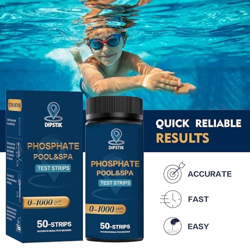 Phosphate Test Kit for Pool,50 Strips Phosphate Test Strip Quick and Accurate Swimming Hot Tub and Spa Water Testing