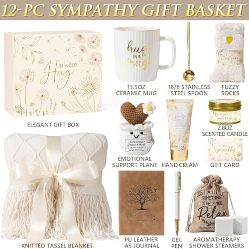 Loss of Mother Father Husband Bereavement Grief Gifts, Sorry for Your Loss Care Package Memorial Miscarriage Gift for Mothers Sympathy Gift Baskets for Loss of Loved One, Condolences Gift Hug in a Box B0GQZF28G9