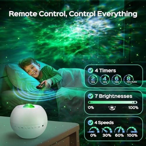 Birthday,Christmas,7 Brightness,Green Star,4 Speed,Bluetooth,Remote,Timer,Teen,Bedroom Decor,Party,Relax,Led Lights,Lava Lamp One Fire Galaxy Projector,15 Colors,Gifts for Girls&Women&Boys,White Noise B0DCYLKPWB