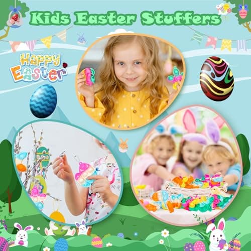 Easter Egg Fillers Basket Stuffers Mini Pop Keychain It Goodie Bag Stuffers Fidgets for Classroom Prizes Kids Party Supplies Easter Pop Fidget Toys Bulk Its Easter Party Favors for Kids 24 Pack Gifts B0DPLXDGMR