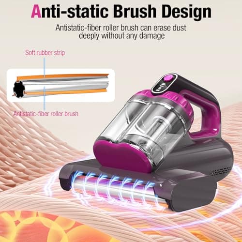 Mattress Vacuum Cleaner, 17Kpa 650W Bed Vacuum Cleaner, 273nm UV-C Light & Ultrasonic 145°F Heating, 80000 RPM/Min Brushroll Rotation, Wide Suction Port for Pillows Cribs Sofa, Black Corded