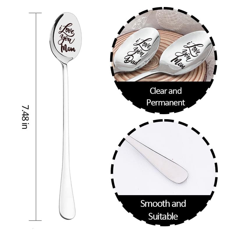 Parent Anniversary Birthday Gifts for Parents I Love Mom And Dad Coffee Spoons Gift for Mother Father Retirement Gifts for Women Men Mommy Daddy Christmas Gifts for Mom Dad from Daughter Son