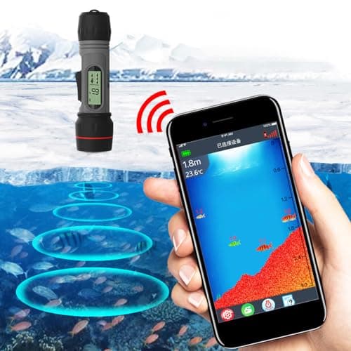 HXBER Fish Depth Finder Handheld Fish Finder Waterproof Sonar Fish Finder for Ice Fishing, Black