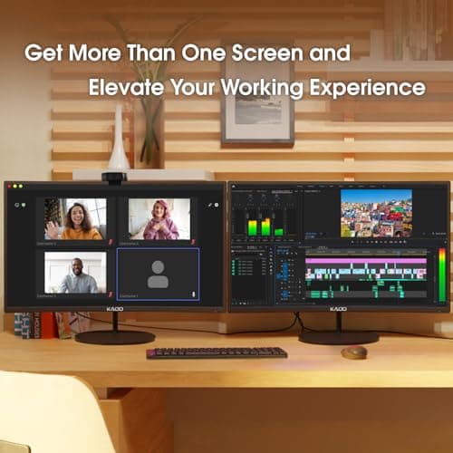 Kado Dual Monitor Setup - 2-Pack 24" Curved 1920x1080 Computer Monitor 1500R 75Hz VESA Mount HDMI Office Gaming Hybrid Built-in Speakers (C24X Dual Series)