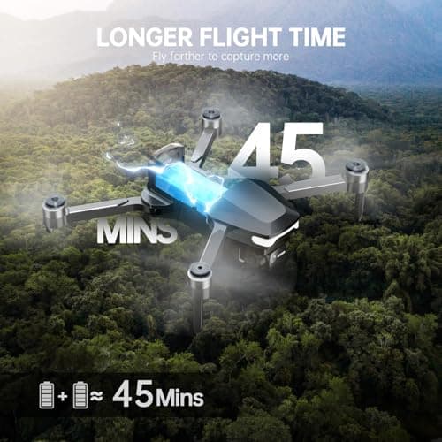 GPS Drones with Camera for Adults 4K, Under 249g, 45 Mins Flight, Brushless Motor, Light, Auto Follow, Tap Fly & Circle Fly, One Key Start, Foldable Drone for Adults Beginners