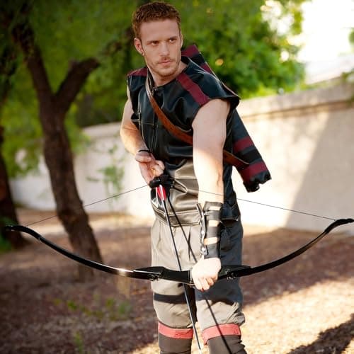 TOPARCHERY Archery 57" Takedown Youth Recurve Bow Hunting Black Long Bow for Beginner Teenagers Right Left Hand Black - Draw Weight 20lbs 30lbs 40lbs