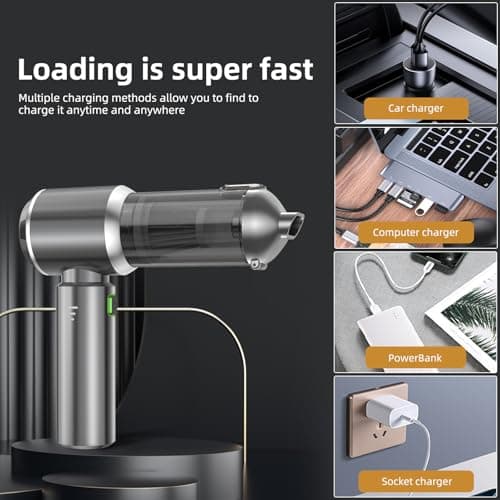 Handheld Vacuum Cleaner, 28000Pa 4 in 1 Handheld Vacuum Cordless, Brushless Motor, One-Touch Dust Removal, 3 Speeds Car Vacuum Cleaner Portable Cordless, Ideal for Office, Home, Kitchen, Car, Pet Hair