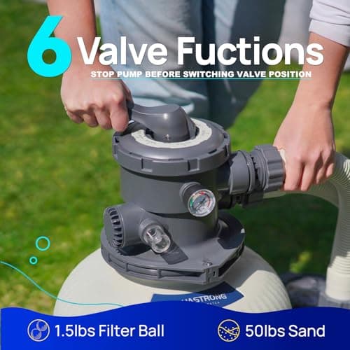 AQUASTRONG Sand Filter Pump for Above Ground Pool, Pool Pumps Above Ground,Pool Sand Filter with 6-Way Valve,Improved Circulation and Filtration, 12in, 1/2HP 2500 GPH with Timer