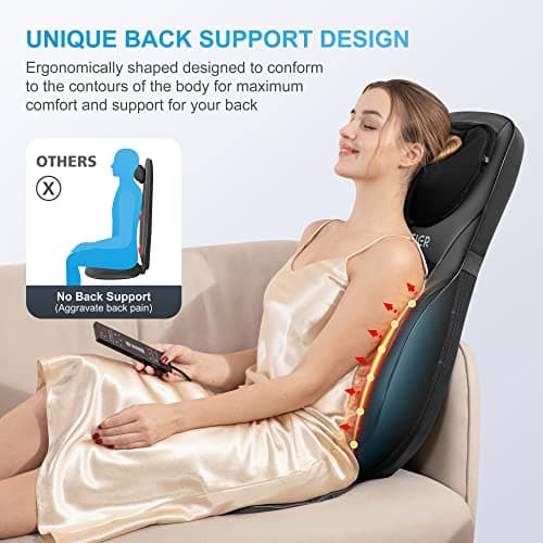 COMFIER Shiatsu Back Massager with Heat, Deep Kneading & Rolling Massage Chair Pad, Chair Massager for Office Home Use Father Day Gifts for man