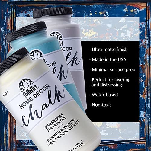 FolkArt Home Decor Chalk Furniture & Craft Paint in Assorted Colors, 16 ounce, White Adirondack,34846