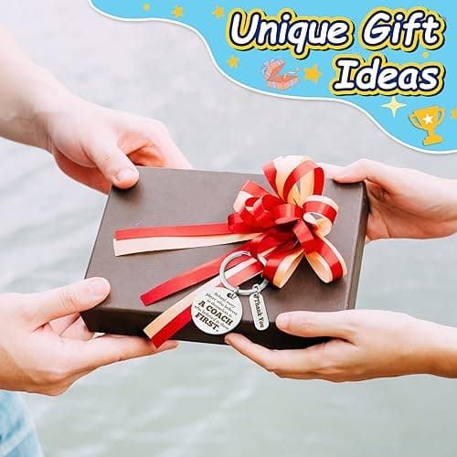 WATINC Coach Appreciation Keychain Gift Set, 4Pcs Sport Match Cheer Keychains Keepsake Present with Thank You Packaging