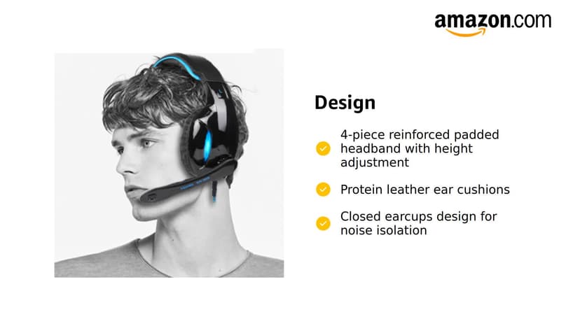 SADES SA902 Stereo Gaming Headset 7.1 USB Surround Sound PC Headsets Over-Ear Gaming Headphones with Microphone LED Light Black Blue