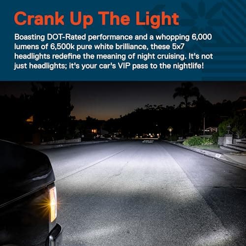 TRUE MODS 7x6 5x7 H6054 Black LED Headlights H4 2B1 Sealed Beam Replacement Head Lamp for Jeep Wrangler YJ Cherokee XJ Chevy Express Ford Econoline Van GMC Savana Nissan D21 Toyota Pickup Trucks Cars