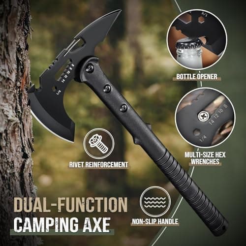 Freelander Tactical Axe 2 Pack, Sharp Tomahawk with Sheath, Portable Tomahawk with Clip and Bottle Opener, Durable Survival Hatchet for Emergency, Hiking and Camping, for Men Women