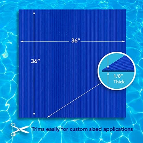 RESILIA Stay-Put Swimming Pool Ladder Mat - Non-Slip, Wide Ribbed, Protective Pad, 36 Inches x 36 Inches, 0.125 Inch Thick, Royal Blue, Made in USA
