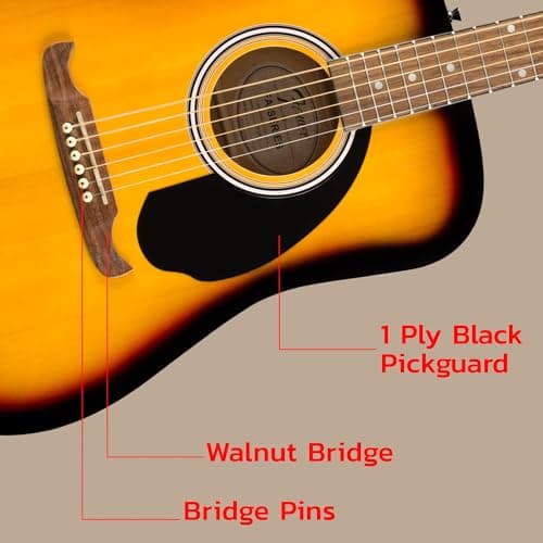 Fender FA-125 Acoustic Guitar - Sunburst Bundle with Gig Bag, Tuner, Strings, Strap, Picks, and Austin Bazaar Instructional DVD