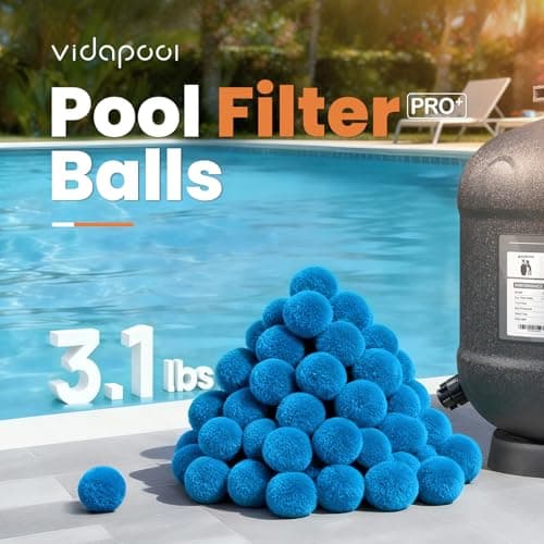 3.1 lbs Pool Filter Balls for Sand Filters, Reusable Blue Filter Media Balls for All Sand Filter Systems, Efficient & Lightweight Pool Sand Filter Balls, Replaces 100 lbs Pool Filter Sand