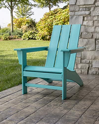 Polywood Modern Adirondack Chair – All-Weather Outdoor Lawn Adirondack Chairs – HDPE, Fade-Resistant & Durable Outdoor Furniture – For Patio, Deck & Fire Pit Chairs – Black