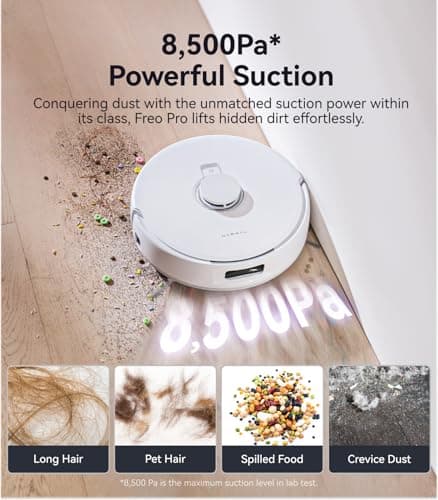 NARWAL Freo Pro Robot Vacuum and Mop Combo, Tangle Free Robot Mop, 8500Pa Powerful Suction, Self-Emptying, Auto Mop Washing, Auto Drying, Obstacle Avoidance, Ideal for Pet Hair and Hard Floor