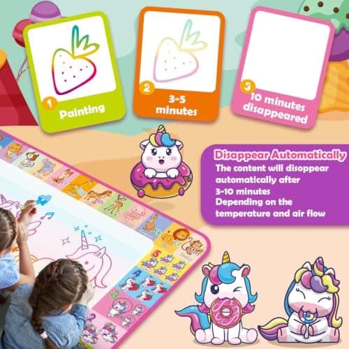 Reusale Princess Color Mat, Mess-Free Coloring, Educational Doodle Toy, Kids Birthday Gifts for Age 3 4 5 6 7 8 Year Old Water Doodle Mat, Kids Drawing Toys for 3 4 5 Year Old Boys Girls Gifts B08B8TQJ3Q