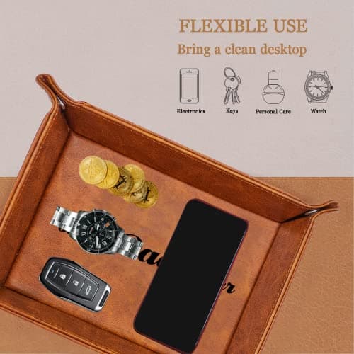 Best Husband Ever Gifts for Husband from Wife PU Leather Valet Tray & Keychain, Unique Gifts for Him Husband Who Has Everything at Birthday Valentines Day Christmas Anniversary B0B6TCG4XR