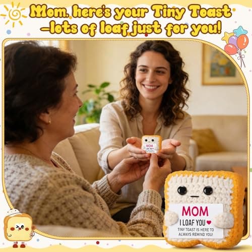 Mothers Day Pun Gift for Mom from Daughter Son- Handmade Cute Loaf Crochet Toast - I Love You Funny Presents for Moms Bonus Mamas Mother-in-Law Birthday, Valentine's Christmas Stocking Stuffers B0F2STWR98