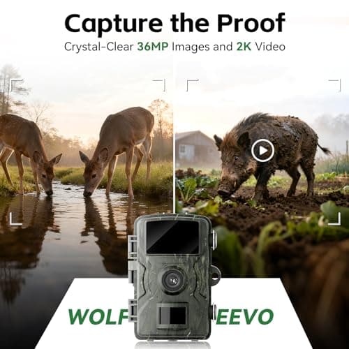 Trail Camera, 36MP 2K 0.1S Trigger Motion Activated,Game Camera with Night Vision IP66 Waterproof 2.0''LCD 90° Cam Lens for Outdoor Scouting Wildlife Monitoring Home Security, Gifts for Men