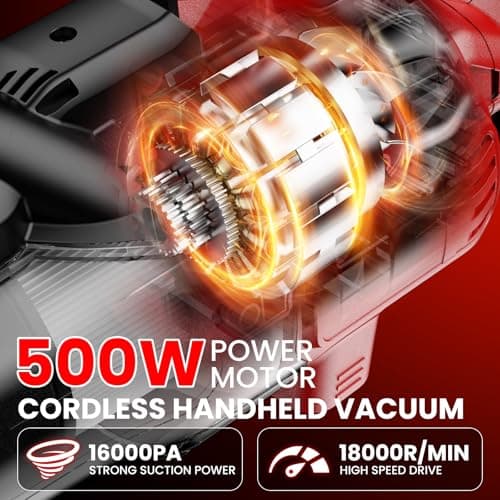 Cordless Vacuum for Miwaukee 18V Battery, 5 in 1 Lightweight Handheld Vacuum Cleaner with 500W Powerful Motor, 46 CFM Portable Hand Vacuum with Filtration HEPA for Floor, Carpet(Battery Not Included)