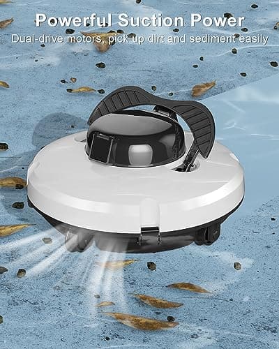 GMAPLAE Cordless Pool Vacuum for Above Ground Pool, Robotic Pool Cleaner with Dual Motors Strong Suction, 120 Mins Runtime, Auto-Parking, Pool Cleaner Robot for Inground Flat Pools Up to 1000 Sq.Ft