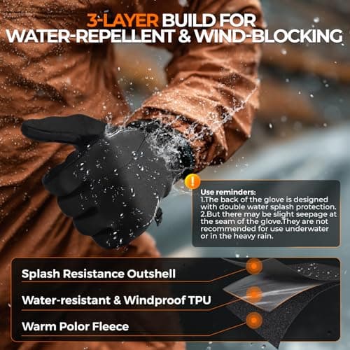 rivmount Winter Gloves Women Men, Cold Weather Touch Screen Liner Glove, Windproof 3-Layers, for Running, Cycling, Biking, Hiking, Driving