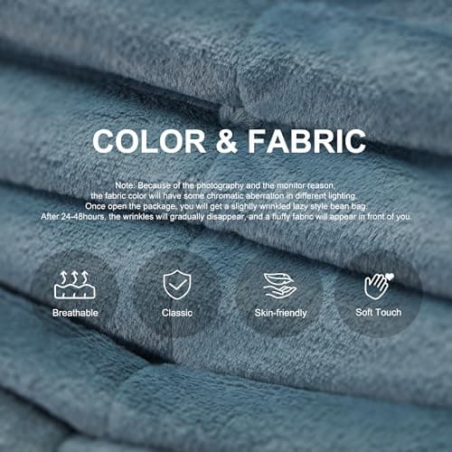 Bean Bag Chairs for Adults Giant Bean Bag Chair Memory Foam BeanBag Chair Bean Bag Sofa with Filler Faux Fur Fireside Beanbags Lazy Sofa for Living Room Bedroom Office (Bluegrey Plush, Single)