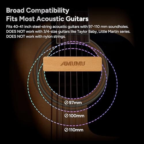 AMUMU SP30 Woody Magnetic Soundhole Pickup with Rare Earth Neodymium Magnet for Steel String Acoustic Guitars – Single Coil, Passive, Battery-Free, Clear & Balanced Acoustic Tone