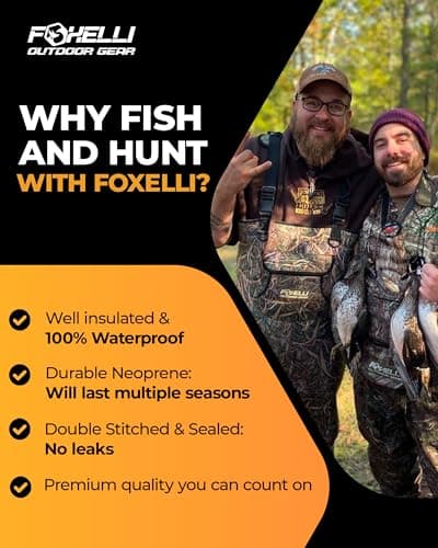 Foxelli Chest Waders, Waterproof 4mm Neoprene Hunting & Fishing Waders for Men & Women with Boots