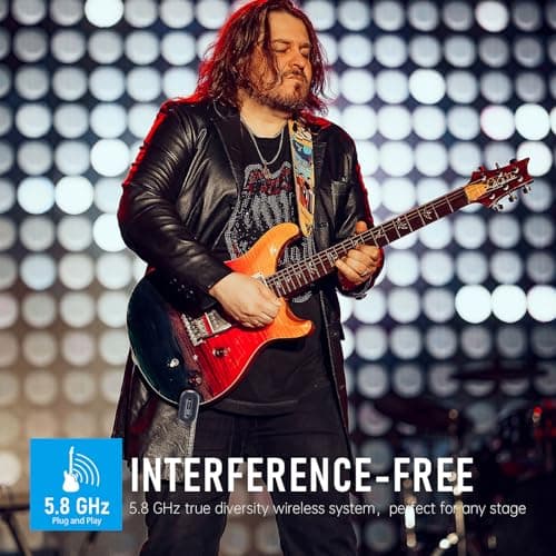 Xvive A58 Wireless Guitar System 5.8GHz Wireless Guitar Transmitter Receiver for Active or Passive Pickup Electric/Acoustic Bass Guitar