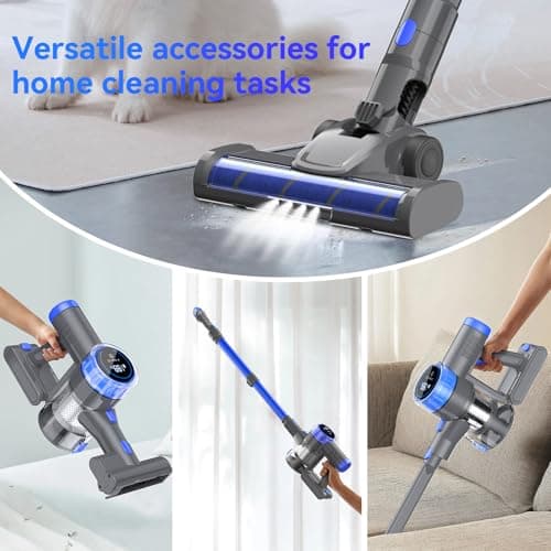 Cordless Vacuum Cleaner, 10-in-1 Lightweight Stick Vacuum with 33 kPa Powerful Suction, 45-Min Runtime, Rechargeable Vacuum Cordless for Home Hard Floor Low-Pile Carpet and Pet Hair