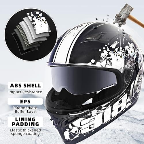 Adult Full Face Motorcycle Helmet with Dual Visor, DOT Approved Street Bike Racing ADV Motocross Helmets for Men Women, Ventilation
