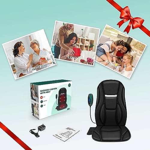 Snailax Vibration Back Massager with Heat, Seat Massager with 8 Vibrating Motors & 5 Modes, Chair Massager Cushion, Massage Pad for Chair, Office, Gifts for Mom