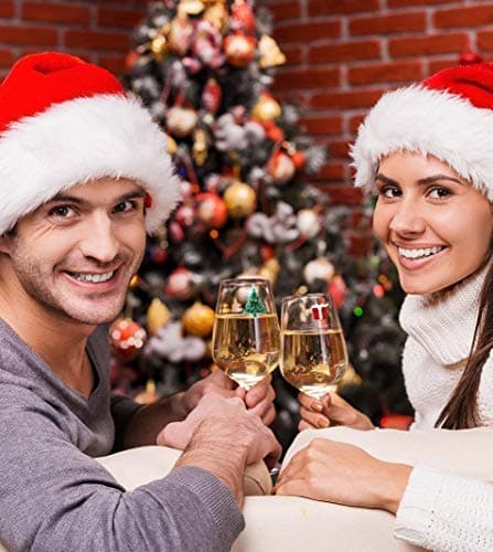 Simply Charmed Christmas Wine Glass Charms - Set of 6 Magnetic Drink Markers Great for Stemless Glasses - Winter Holiday Hostess Gift