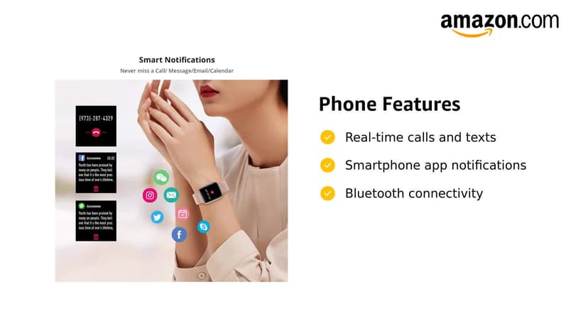 Fitpolo Smart Watch for Women,1.8” Touchscreen, Bluetooth Call, Alexa Built-in,24/7 Heart Rate SpO2 Monitor,Step Counting,Sleep Tracking, IP68 Waterproof Fitness Tracker Watch for Android iPhone