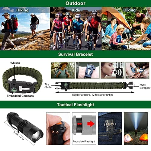 Gifts for Men Dad Christmas Husband Teenage Boy, Survival Kit 28 in 1, Survival Gear Tool Emergency Tactical Equipment Supplies Kits for Families Outdoors Camping Hiking Adventures B09DPFD2DP