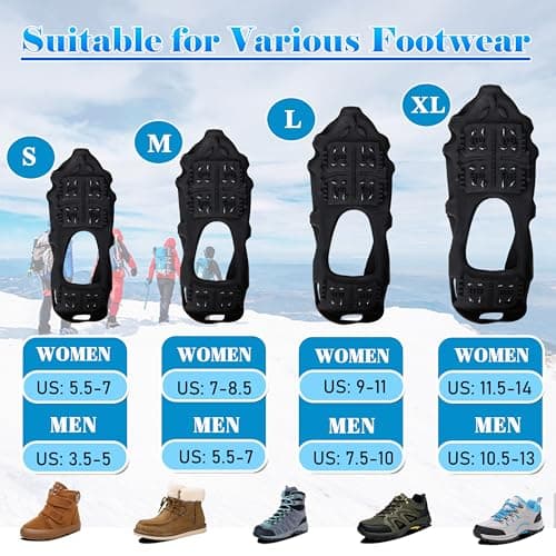 Shaddock Fishing Ice Snow Traction Cleats Crampons Anti-Slip Snow Shoes Cleats Walking on Snow Ice Winter Walking Boots Cleats for Men Women