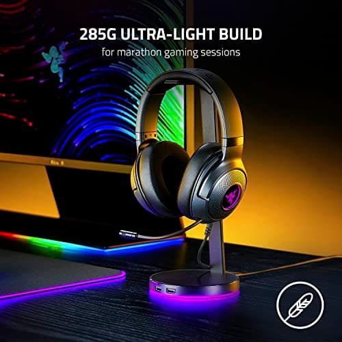 Razer Kraken V3 X Wired USB Gaming Headset: Lightweight Build - Triforce 40mm Drivers - HyperClear Cardioid Mic - 7.1 Surround Sound - Chroma RGB Lighting - Black