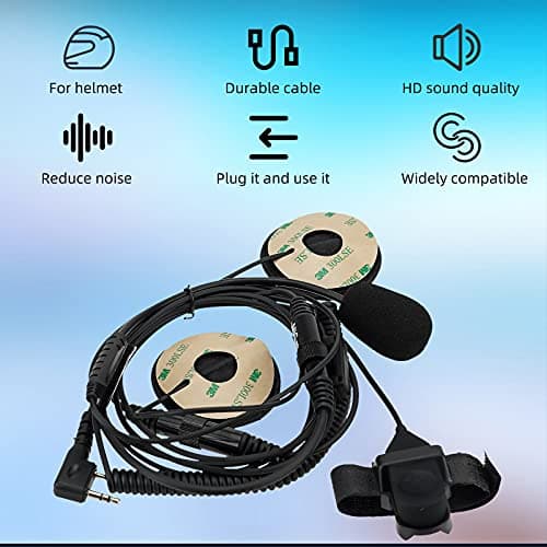 Retevis Two Way Radio Headset with Mic, Open Full Face Motorcycle Helmet, Finger PTT, for RT22 RT21 H777, Compatible with Pxton, Baofeng BF-888S, Kenwood Walkie Talkies, Walkie Talkie Earpiece(1 Pack)