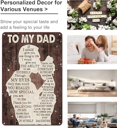 Father's Day Dad Gifts from Daughter To My Dad Always Be My Hero Funny Tin Sign Perfect for Men Room Man Cave Office Garage Workshop Home Decor 8 x 12 Inch(3333)