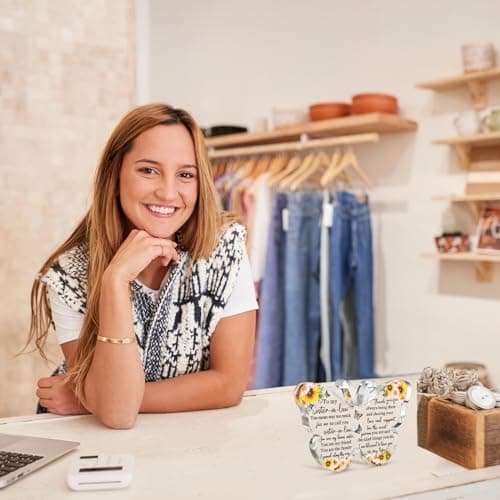 Barydat Sister-in-Law Gifts from Sister for Sister-in-Law Butterfly Friendship Birthday Gift Thank You Gifts for Sister Acrylic Decorative Signs Plaques (to My Sister)