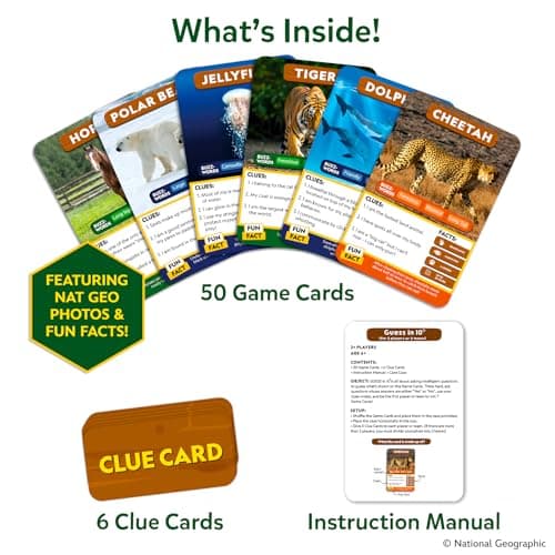 Skillmatics Guess in 10 National Geographic Animals, Educational Card Game for Kids & Families, Animal Trivia & Travel Game, Screen-Free Fun, Gifts for Ages 6, 7, 8, 9 and Up