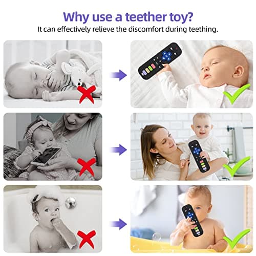 TV Remote Control Shape Teething Relief for Infants (Black) Chuya Baby Teether Toy Chew Toys for Babies 3-24 Months B0BYNDL3SW